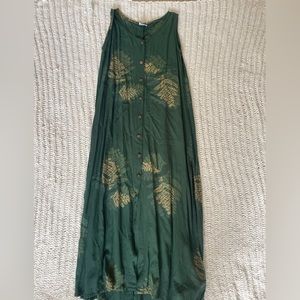 Hawaiian button green dress vintage